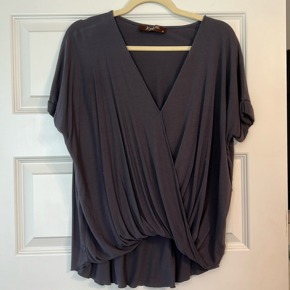 Boutique Grey High Low Wrap Top